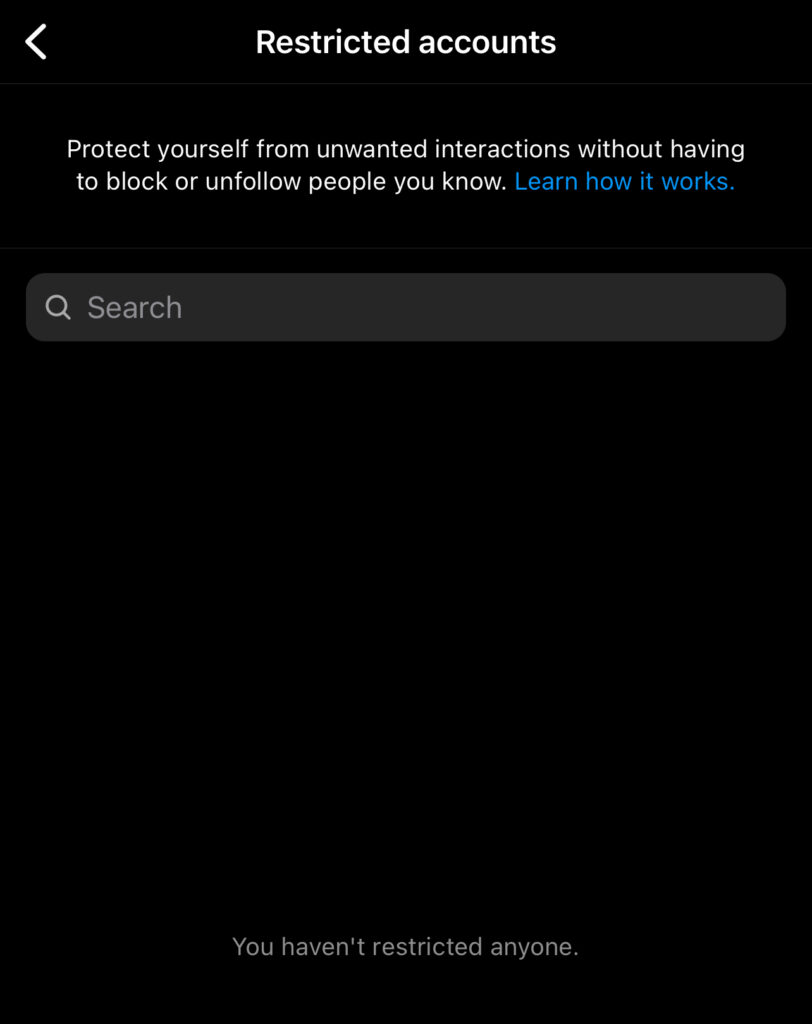 Instagram Restricted Accounts In Settings
