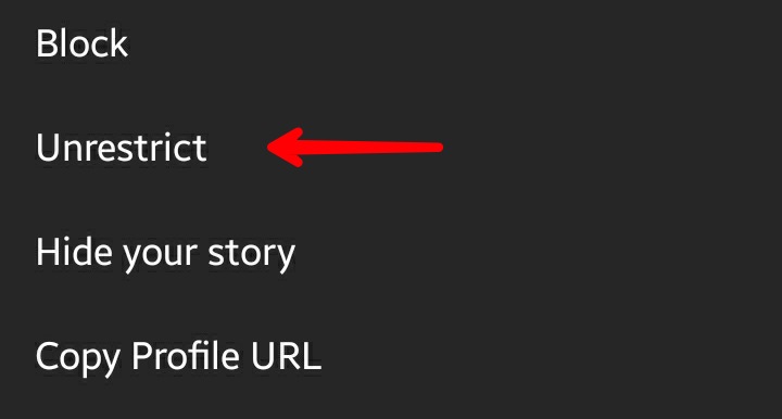 Instagram Unrestrict Option