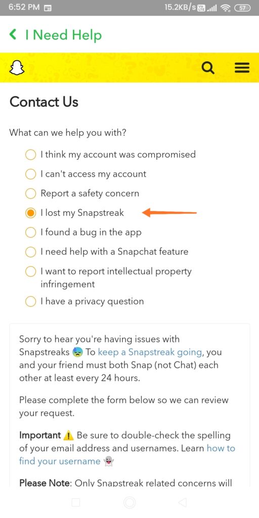 Snapchat Support - Contact Us
