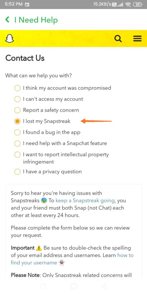 Snapchat Support - Contact Us