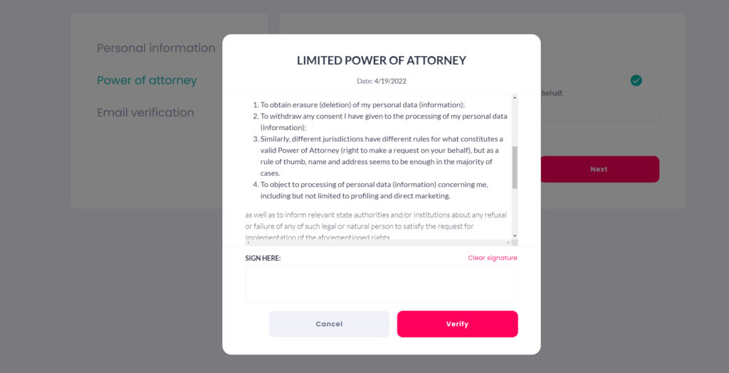 Incogni Limited Power Of Attorney