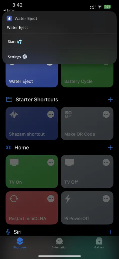 Iphone Water Eject Shortcut Running