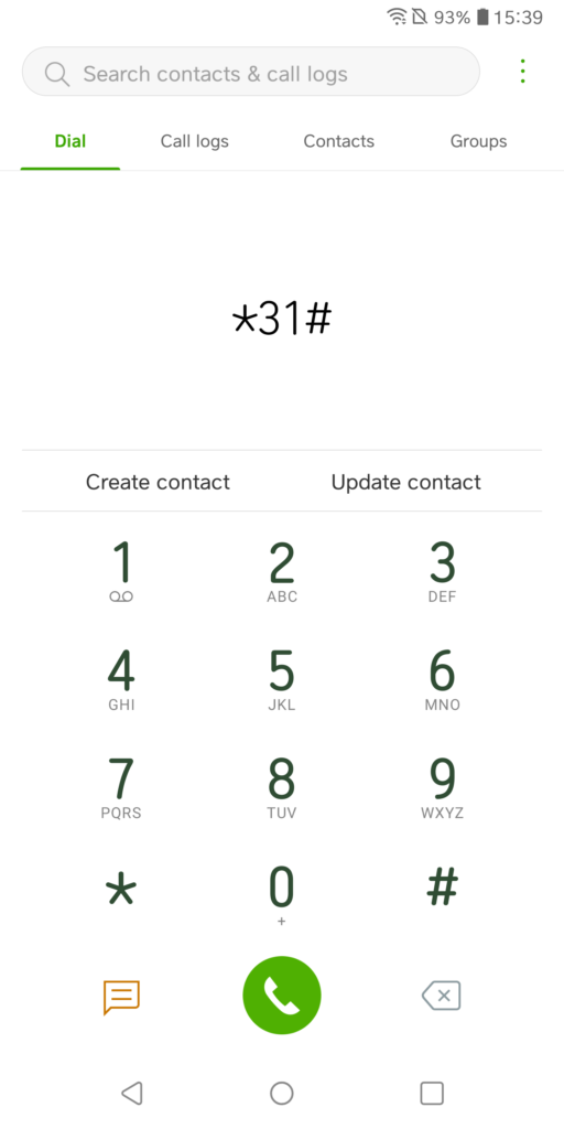 Android Secret Code - Disable Caller Id