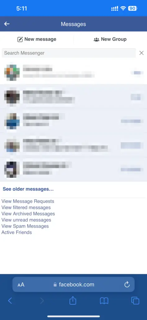Facebook On Iphone Safari Browser - Messages