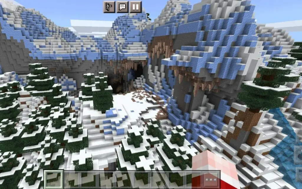 Frozen Mountain With Exposed Dripstone Caves