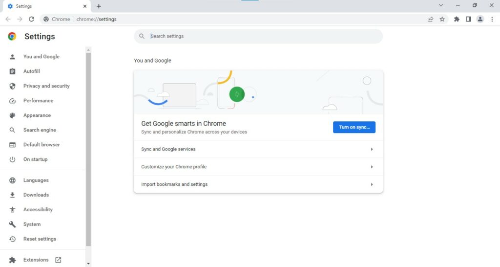 Google Chrome - Settings