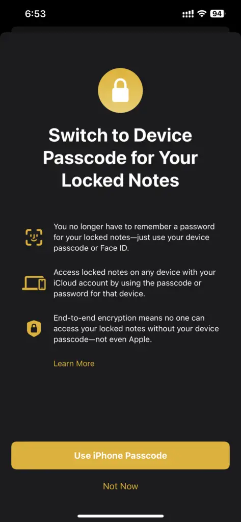 Iphone Notes - Lock Note