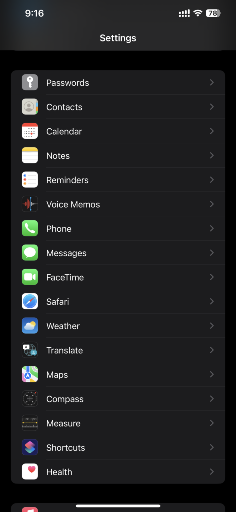 Iphone Settings - Messages In View