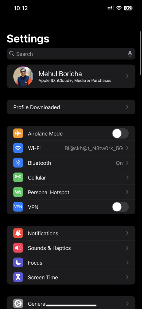 Iphone Settings Profile Downloaded