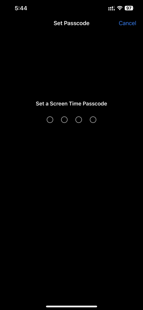 Iphone Settings - Set Screen Time Passcode