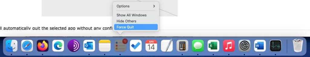 Mac Dock Right Click Force Quit