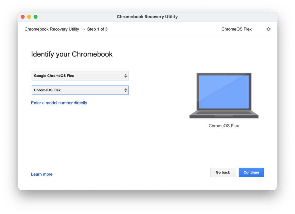 Chromebook Recovery Utility - Select Chrome Flex