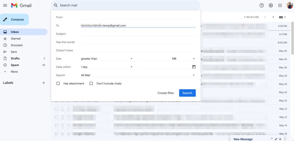 Gmail Create To Filter For Temporary Email