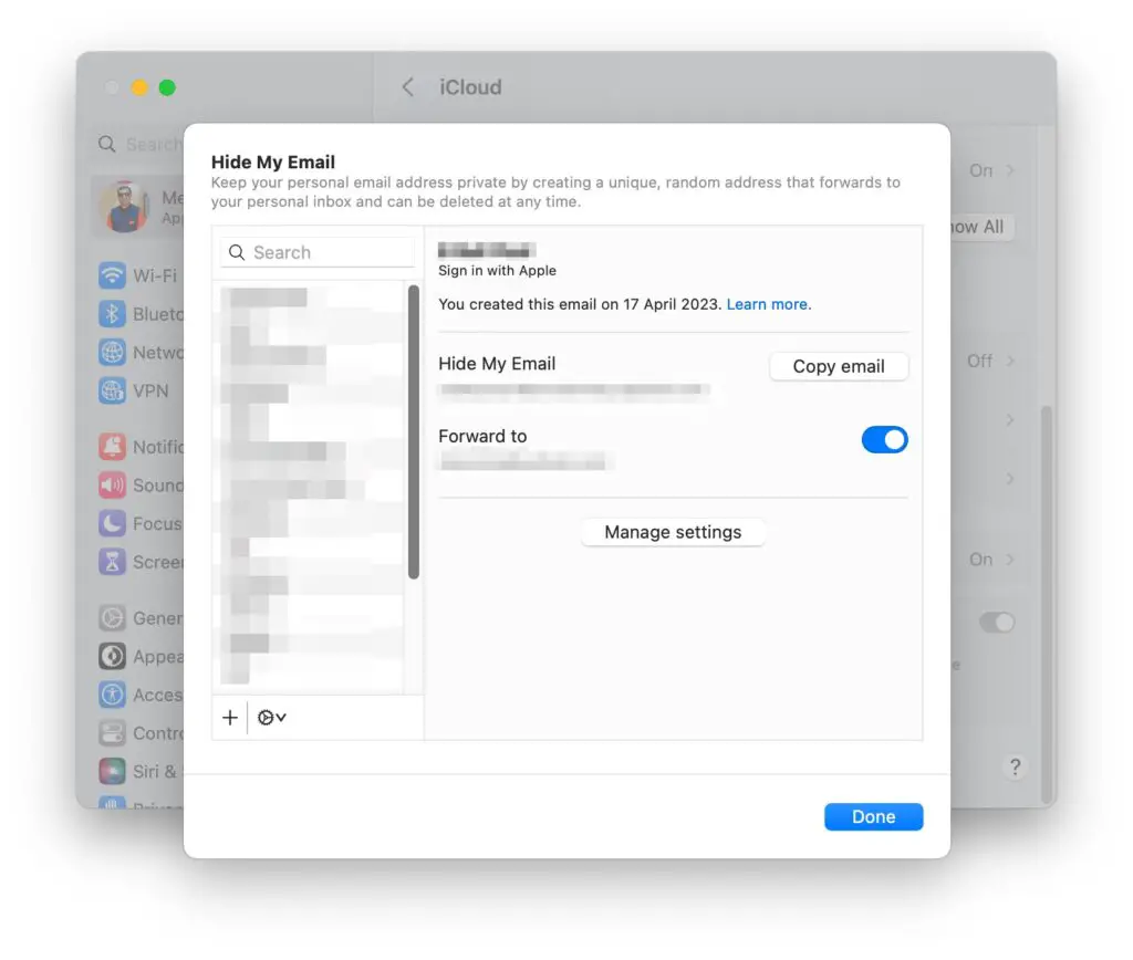 Mac Settings Hide My Email