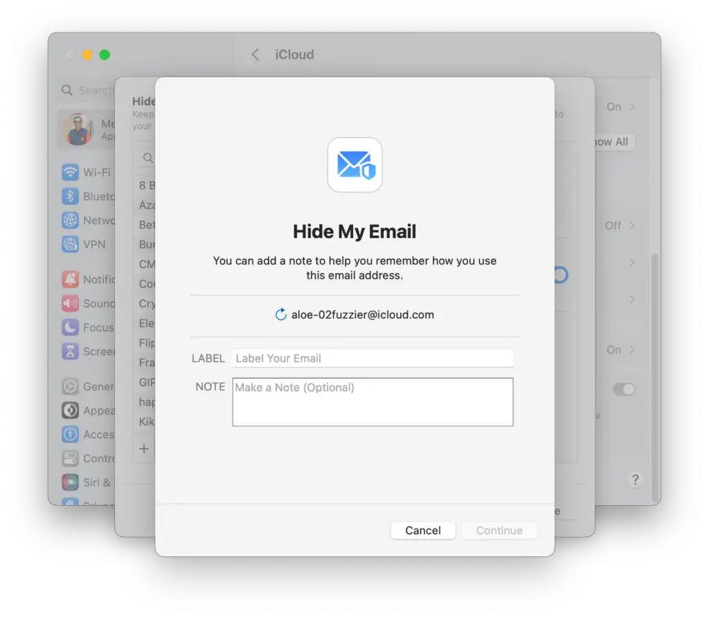 Mac Settings Hide My Email New