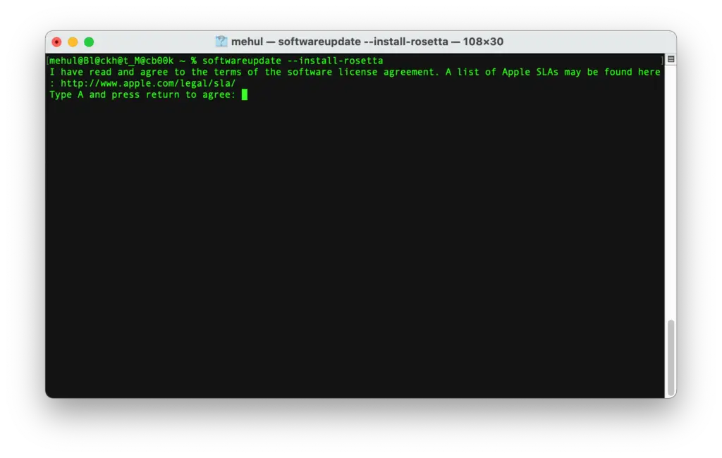 Mac Terminal Install Rosetta 2