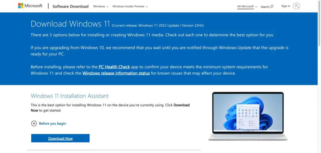Windows 11 Official Download Page