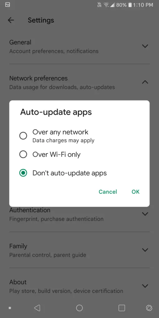 Google Play Store Auto Update App Settings