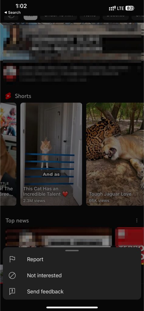 Youtube App Shorts Menu