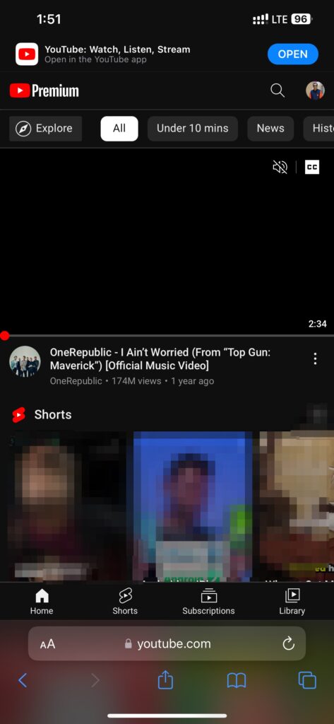Youtube On Safari Browser Mobile