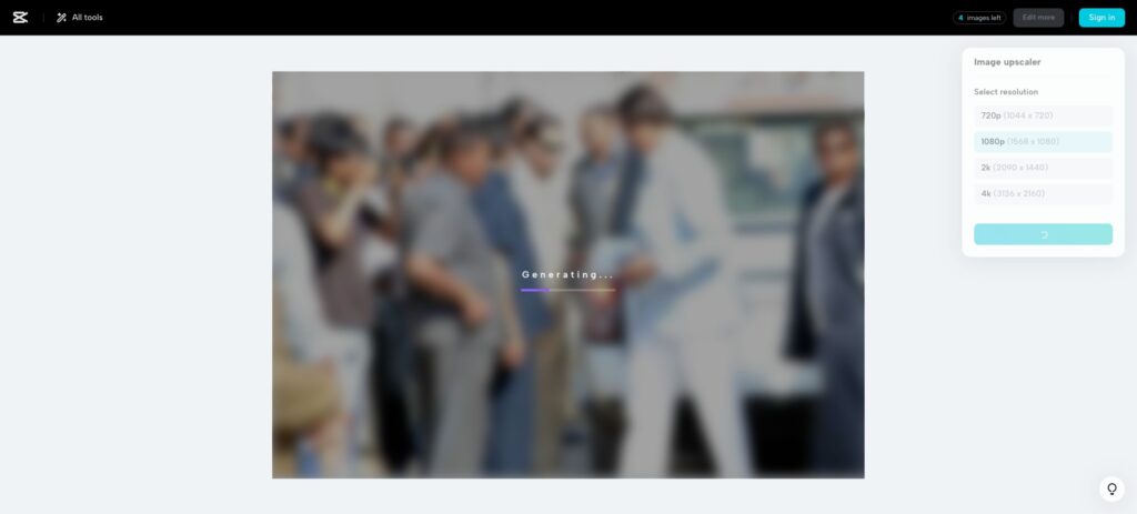 Capcut Ai Image Upscaler Processing