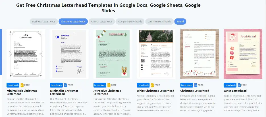 Thegoodocs Christmas Letterhead Templates