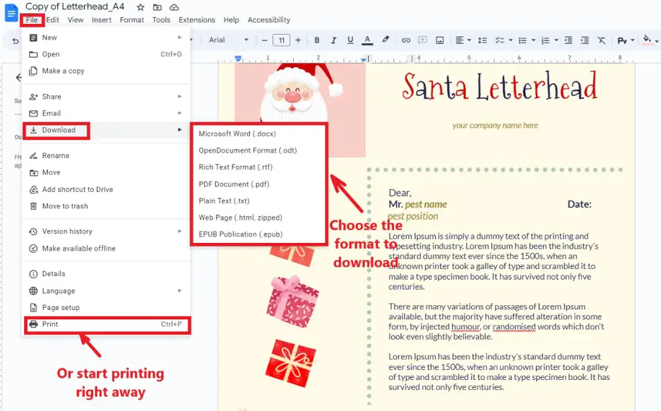 Thegoodocs Santa Letterhead 4