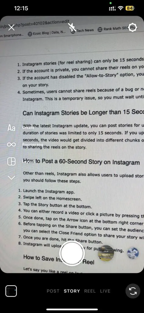 Upload Story Instagram