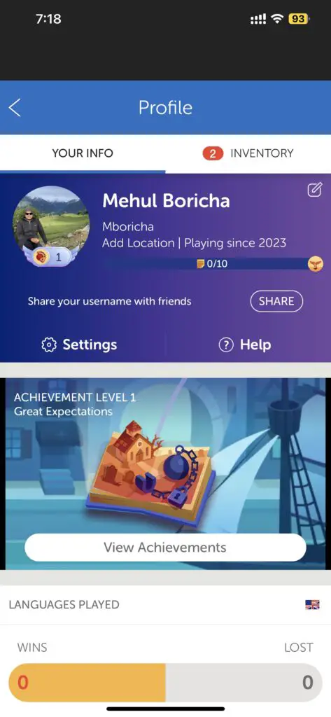 Words With Friends 2 Profile