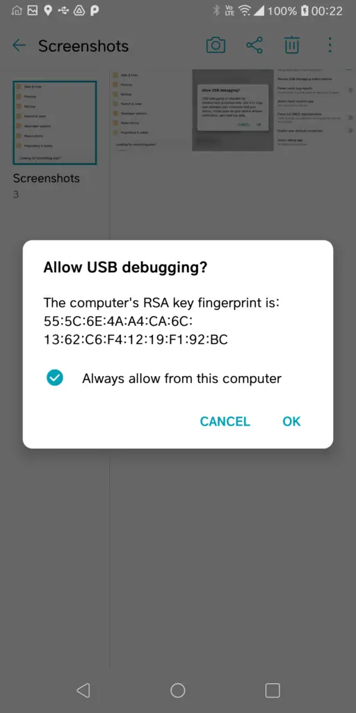 Accept USB Debugging Permission on Android