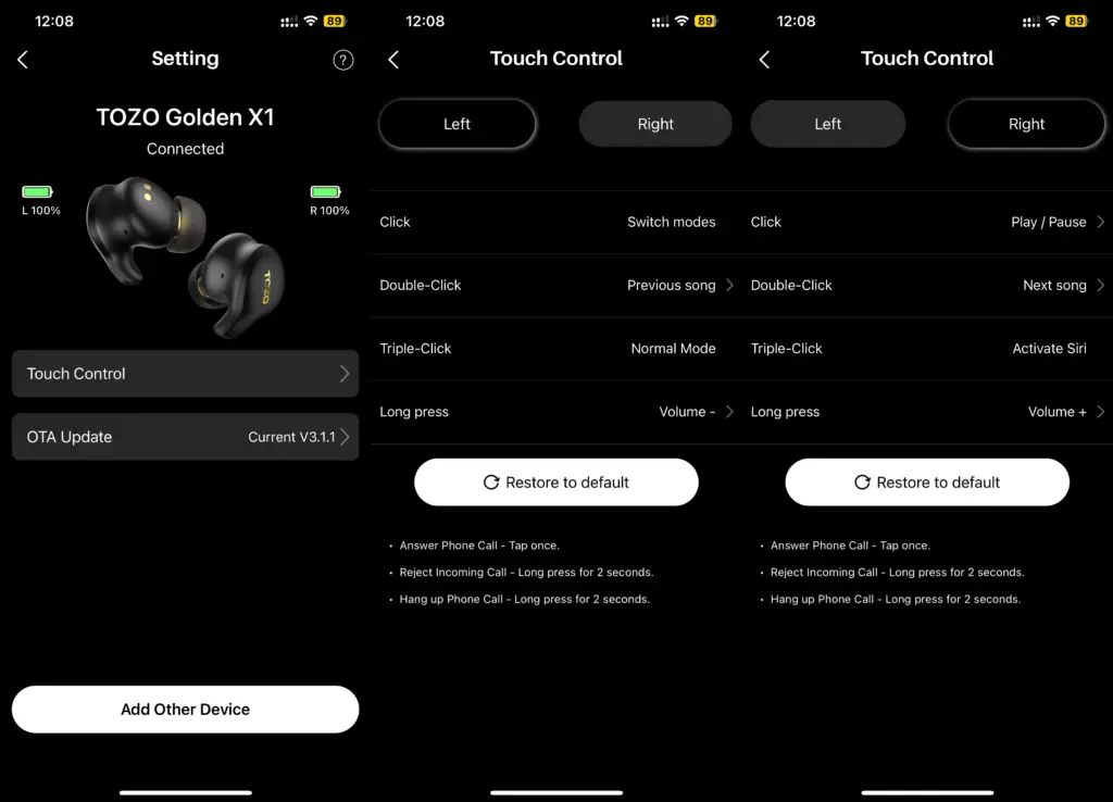 Tozo App Settings