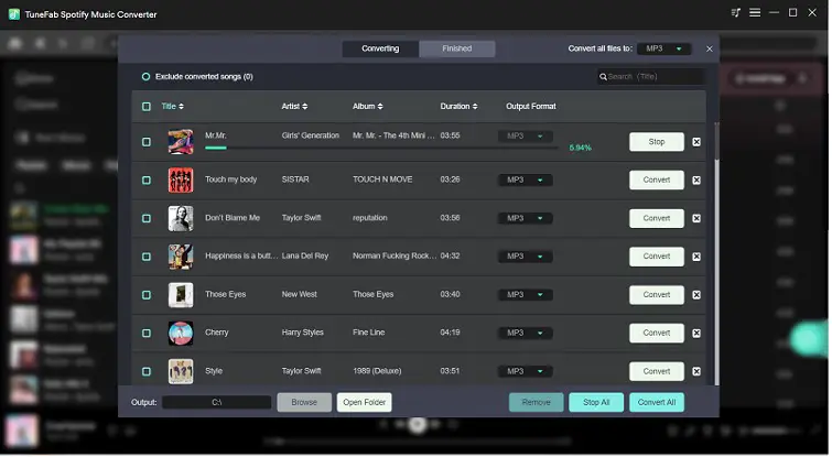 Tunefab Spotify Music Converter - Convert