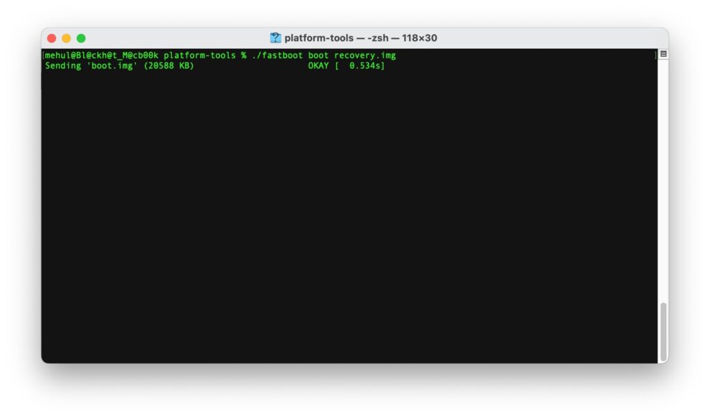 fastboot boot recovery command on Mac Terminal