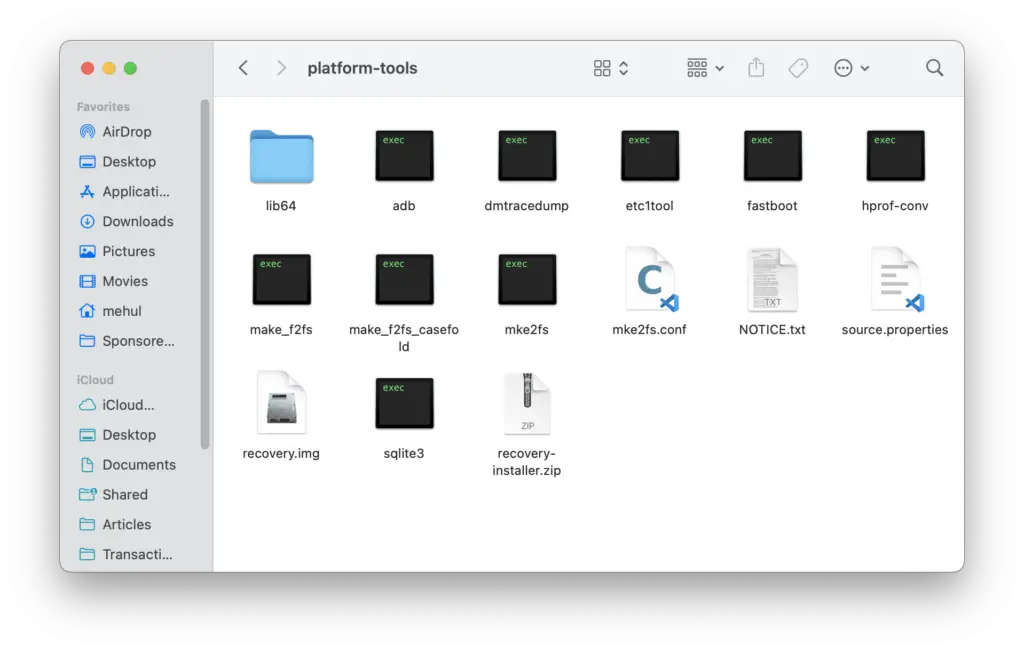 platform-tools folder on Mac