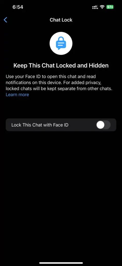 Whatsapp Chat Settings - - Chat Lock