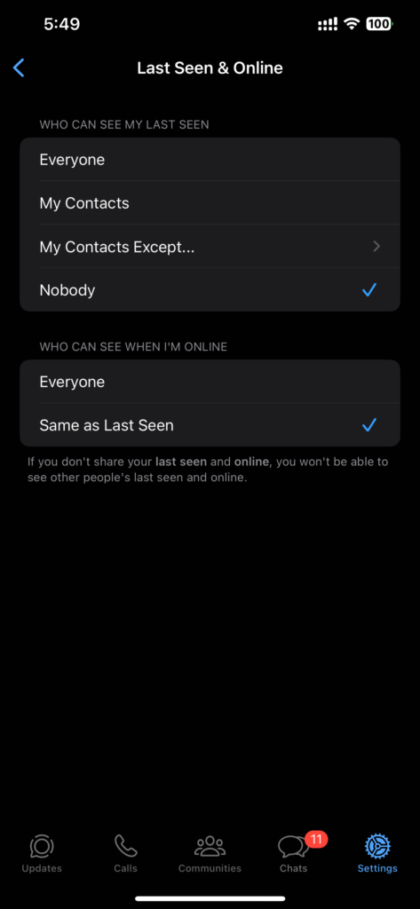 Whatsapp Privacy Settings - Last Seen And Online