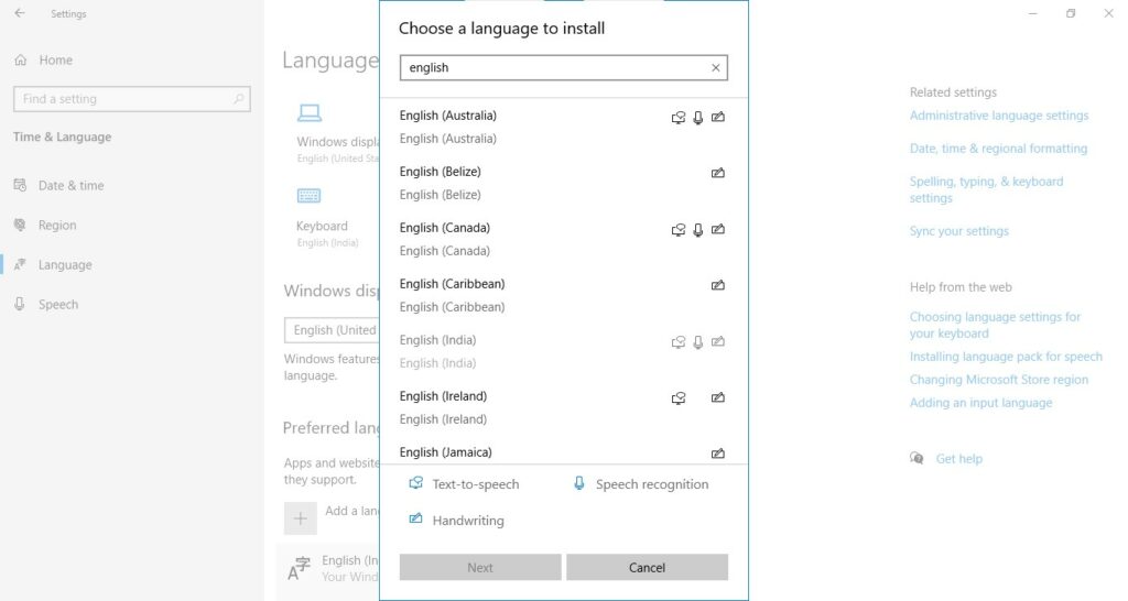 Windows Install Language