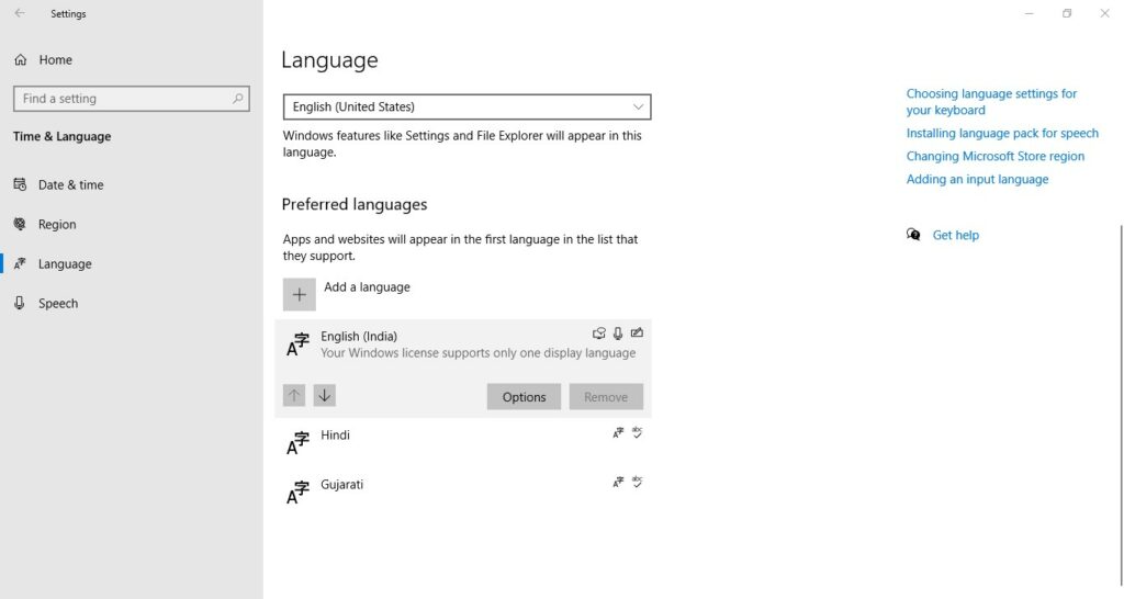 Windows Installed Languages