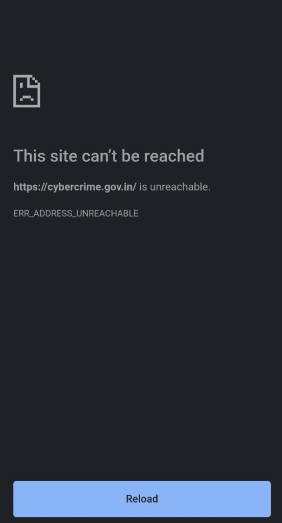 Err_Address_Unreachable Chrome Android