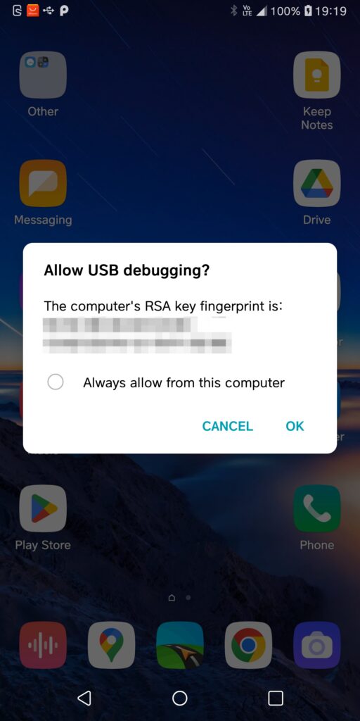 Android Device Allow Usb Debugging