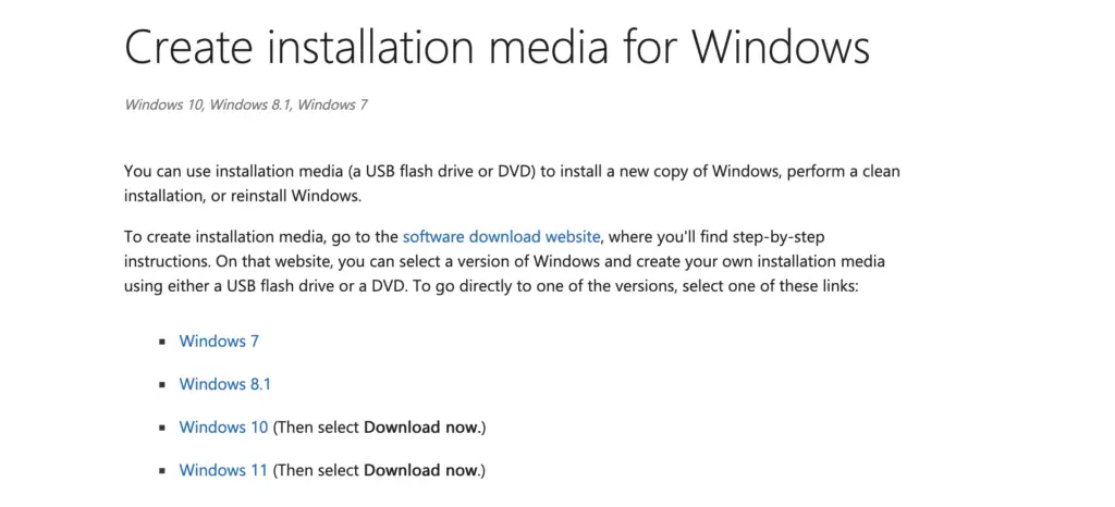 Create Installation Media For Windows