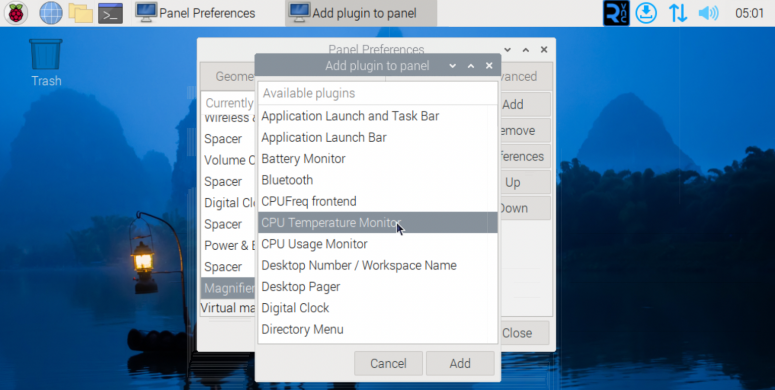 Raspberry Pi Taskbar How to Monitor the Raspberry Pi's Temperature