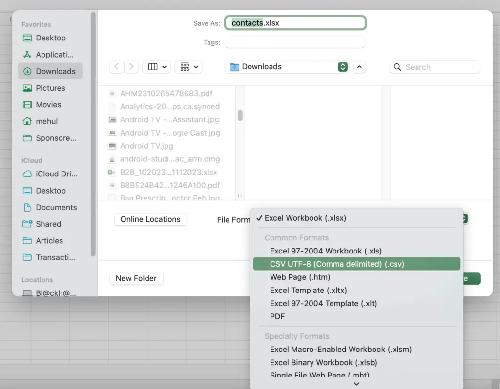 Save Excel File As Csv