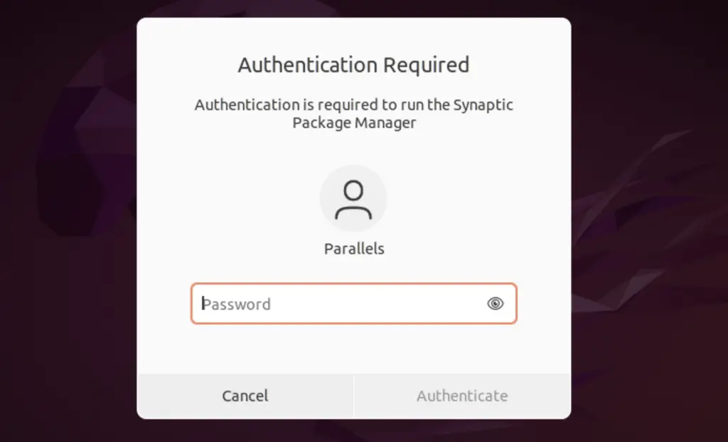 Synaptic Package Manager Authentication
