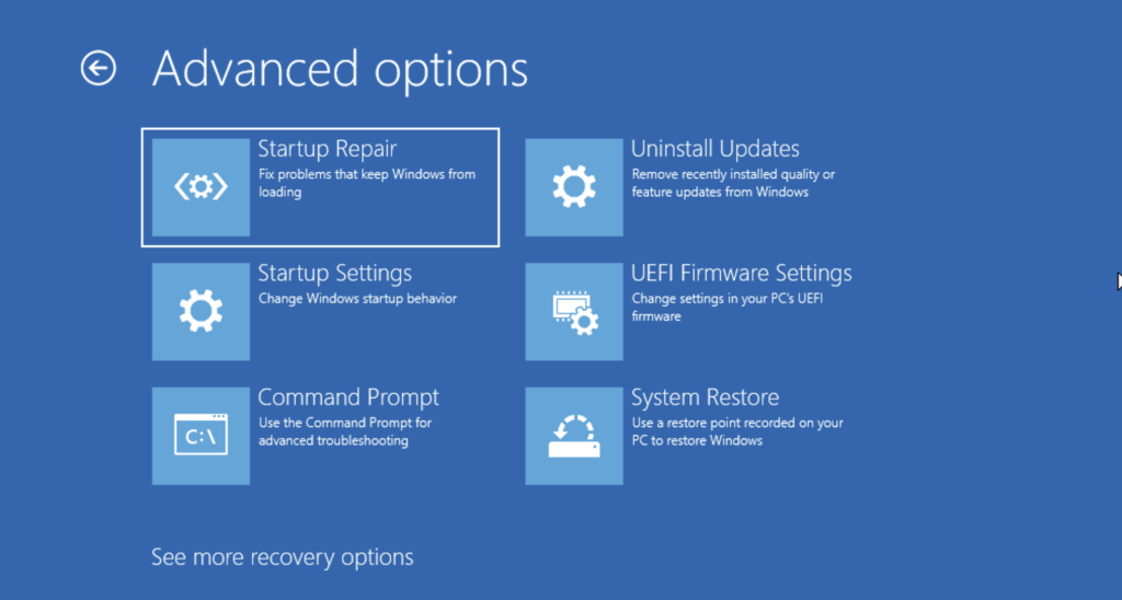 Windows Advanced Reboot - Advanced Options