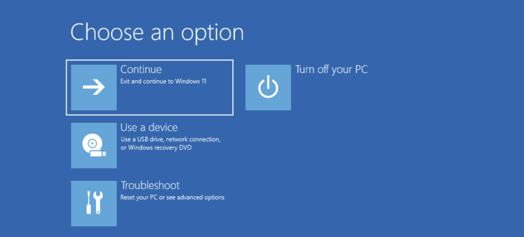 Windows Advanced Reboot - Choose Option