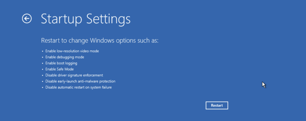 Windows Advanced Reboot - Startup Settings Reboot