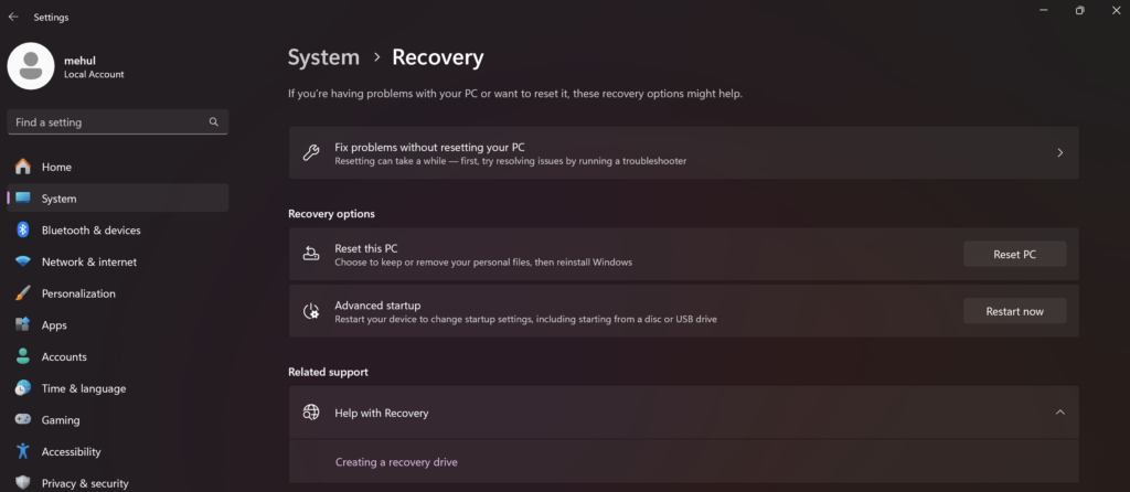 Windows System Recovery