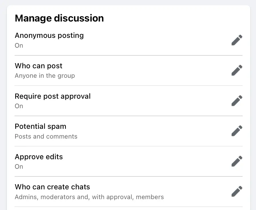 Facebook Group - Manage Discussions